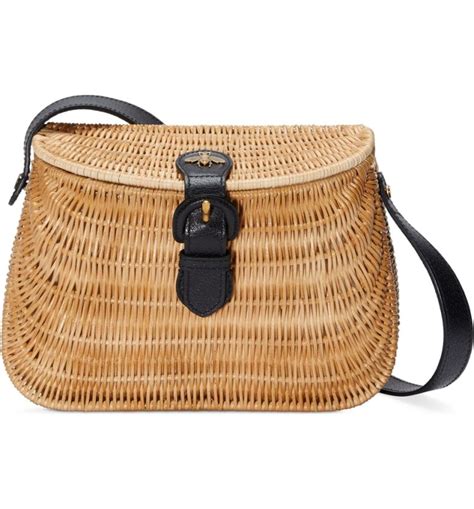 Gucci Vimni Shoulder Bag Wicker and Leather 